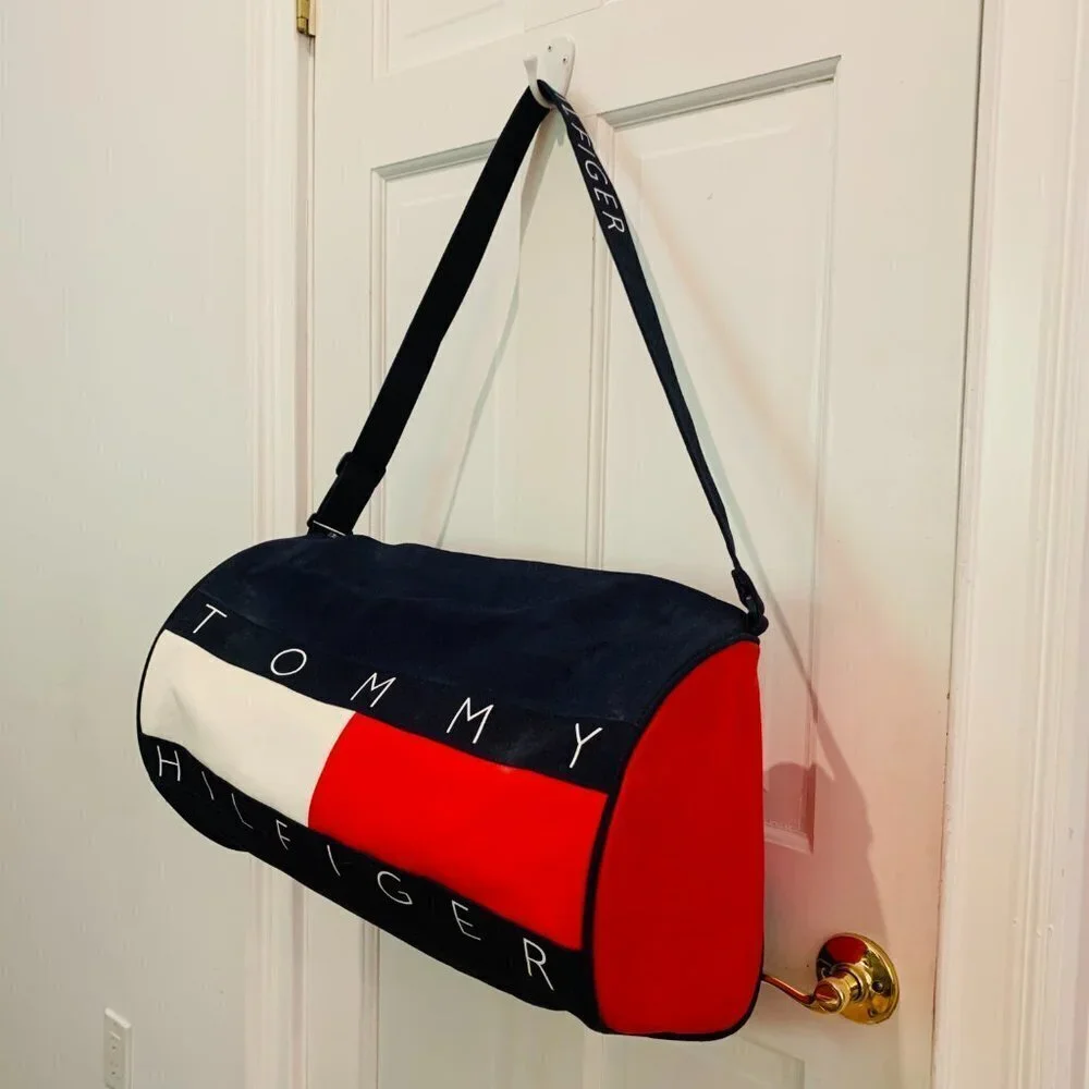 Vintage Tommy Hilfiger Sports Bag Travel Bag Duffle GYM Bag 90s